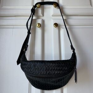 leather weave pattern cross body bag